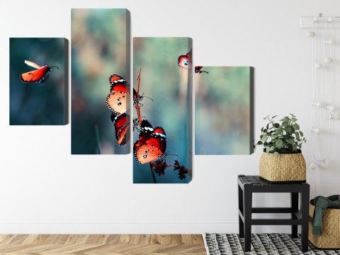 Obraz Wieloczęściowy Kolorowe Motyle W Skali Makro Canvas 240x150 LBS-3826-C240-150_2X60-150_2X60-90