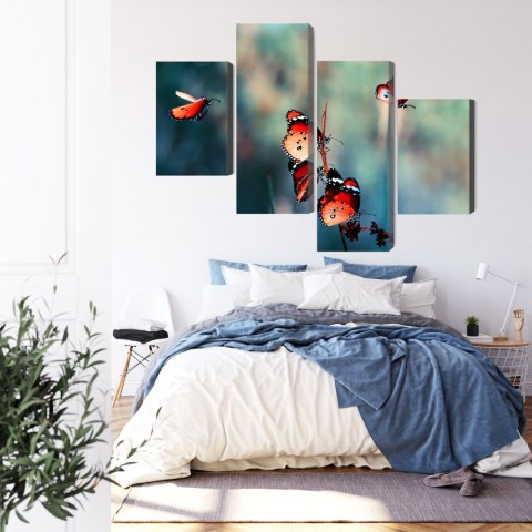 Obraz Wieloczęściowy Kolorowe Motyle W Skali Makro Canvas Naturalny 120x75 LBS-3826-NC120-75_2X30-75_2X30-45