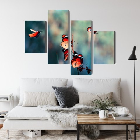 Obraz Wieloczęściowy Kolorowe Motyle W Skali Makro Canvas Naturalny 240x150 LBS-3826-NC240-150_2X60-150_2X60-90
