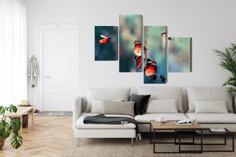 Obraz Wieloczęściowy Kolorowe Motyle W Skali Makro Canvas Naturalny 240x150 LBS-3826-NC240-150_2X60-150_2X60-90