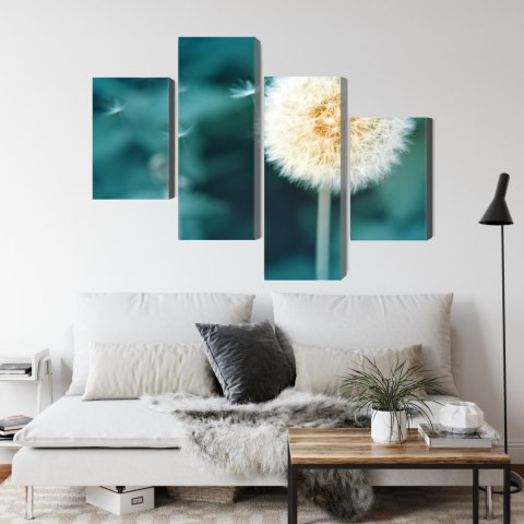 Obraz Wieloczęściowy Kwiat Mniszka Z Bliska 3D Canvas Naturalny 80x50 LBS-3856-NC80-50_2X20-50_2X20-30