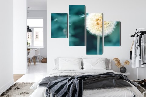 Obraz Wieloczęściowy Kwiat Mniszka Z Bliska 3D Canvas Naturalny 80x50 LBS-3856-NC80-50_2X20-50_2X20-30