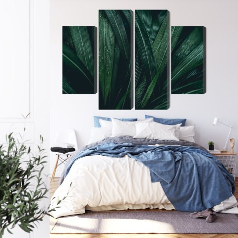 Obraz Wieloczęściowy Liście Ciemnozielone W Skali Makro Canvas 120x90 LBS-3725-C120-90_2X30-90_2X30-60