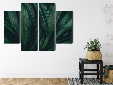 Obraz Wieloczęściowy Liście Ciemnozielone W Skali Makro Canvas Naturalny 120x90 LBS-3725-NC120-90_2X30-90_2X30-60