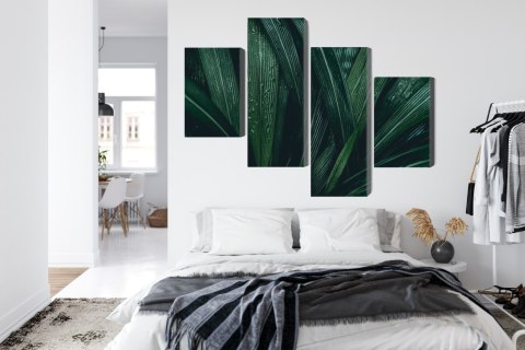 Obraz Wieloczęściowy Liście Ciemnozielone W Skali Makro Canvas Naturalny 240x150 LBS-3726-NC240-150_2X60-150_2X60-90