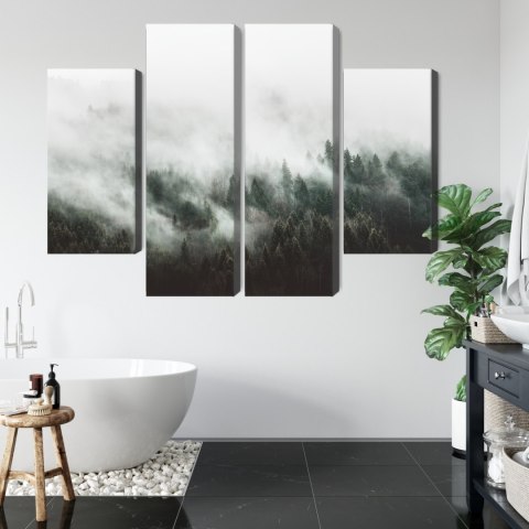 Obraz Wieloczęściowy Mglisty Krajobraz Leśny 3D Canvas 80x60 LBS-1896-C80-60_2X20-60_2X20-40