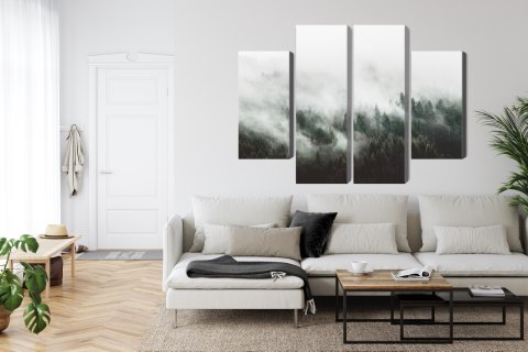 Obraz Wieloczęściowy Mglisty Krajobraz Leśny 3D Canvas Naturalny 80x60 LBS-1896-NC80-60_2X20-60_2X20-40