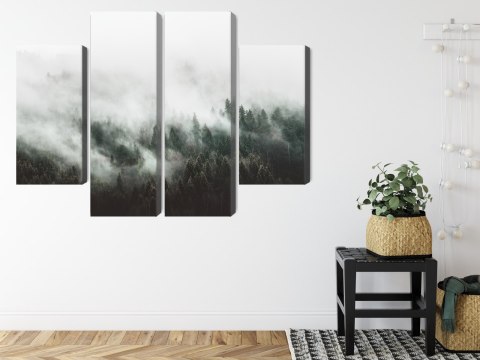 Obraz Wieloczęściowy Mglisty Krajobraz Leśny 3D Canvas Naturalny 80x60 LBS-1896-NC80-60_2X20-60_2X20-40