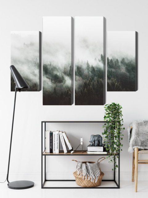 Obraz Wieloczęściowy Mglisty Krajobraz Leśny 3D Canvas Naturalny 80x60 LBS-1896-NC80-60_2X20-60_2X20-40