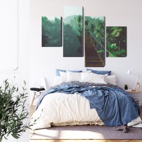 Obraz Wieloczęściowy Most Linowy W Dżungli 3D Canvas Naturalny 80x50 LBS-2002-NC80-50_2X20-50_2X20-30