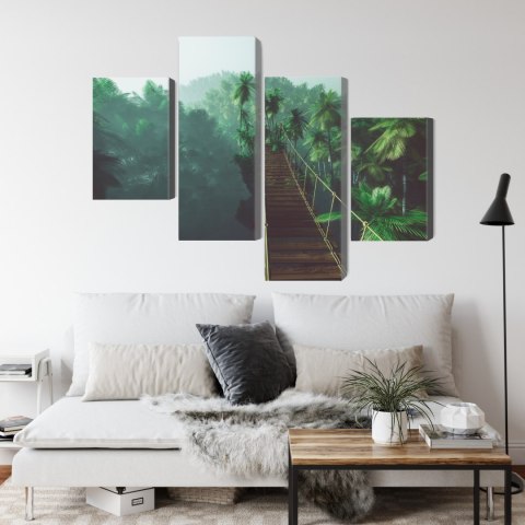 Obraz Wieloczęściowy Most Linowy W Dżungli 3D Canvas Naturalny 80x50 LBS-2002-NC80-50_2X20-50_2X20-30