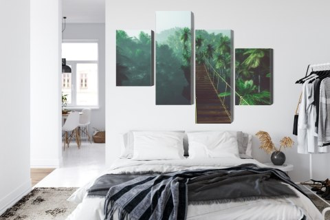 Obraz Wieloczęściowy Most Linowy W Dżungli 3D Canvas Naturalny 80x50 LBS-2002-NC80-50_2X20-50_2X20-30