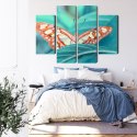 Obraz Wieloczęściowy Motyl Na Liściu W Skali Makro Canvas 80x60 LBS-3940-C80-60_2X20-60_2X20-40