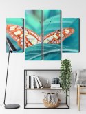 Obraz Wieloczęściowy Motyl Na Liściu W Skali Makro Canvas Naturalny 80x60 LBS-3940-NC80-60_2X20-60_2X20-40