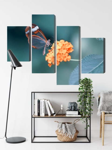 Obraz Wieloczęściowy Motyl W Letnim Ogrodzie Canvas 120x75 LBS-3831-C120-75_2X30-75_2X30-45