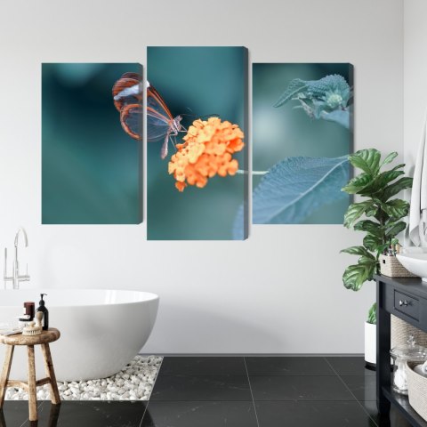 Obraz Wieloczęściowy Motyl W Letnim Ogrodzie Canvas Naturalny 120x80 LBS-3829-NC120-80_1X40-80_2X40-60