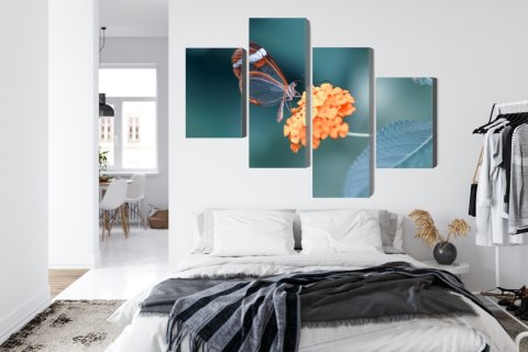 Obraz Wieloczęściowy Motyl W Letnim Ogrodzie Canvas Naturalny 240x150 LBS-3831-NC240-150_2X60-150_2X60-90