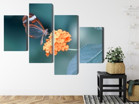 Obraz Wieloczęściowy Motyl W Letnim Ogrodzie Canvas Naturalny 240x150 LBS-3831-NC240-150_2X60-150_2X60-90