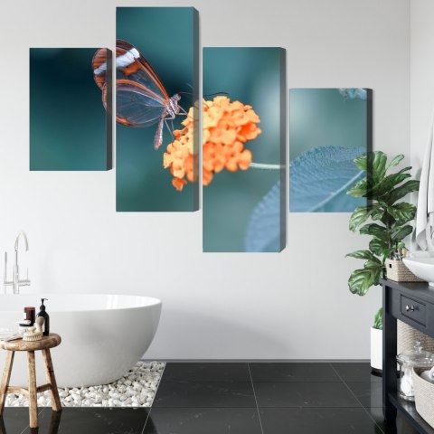 Obraz Wieloczęściowy Motyl W Letnim Ogrodzie Canvas Naturalny 80x50 LBS-3831-NC80-50_2X20-50_2X20-30