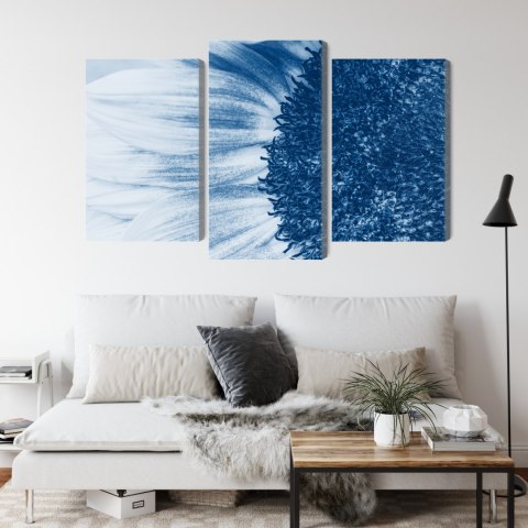 Obraz Wieloczęściowy Niebieski Słonecznik W Skali Makro Canvas 120x80 LBS-3909-C120-80_1X40-80_2X40-60