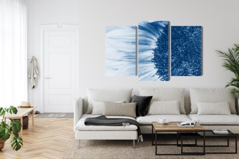 Obraz Wieloczęściowy Niebieski Słonecznik W Skali Makro Canvas 120x80 LBS-3909-C120-80_1X40-80_2X40-60