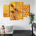 Obraz Wieloczęściowy Pszczoły Na Plastrze Miodu Canvas Naturalny 80x60 LBS-3890-NC80-60_2X20-60_2X20-40