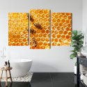 Obraz Wieloczęściowy Pszczoły Na Plastrze Miodu Canvas Naturalny 90x60 LBS-3889-NC90-60_1X30-60_2X30-45