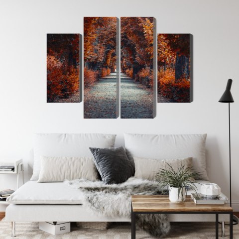 Obraz Wieloczęściowy Ścieżka W Głąb Jesiennego Lasu Canvas 80x60 LBS-1886-C80-60_2X20-60_2X20-40