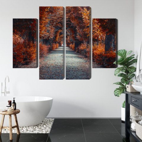 Obraz Wieloczęściowy Ścieżka W Głąb Jesiennego Lasu Canvas 80x60 LBS-1886-C80-60_2X20-60_2X20-40