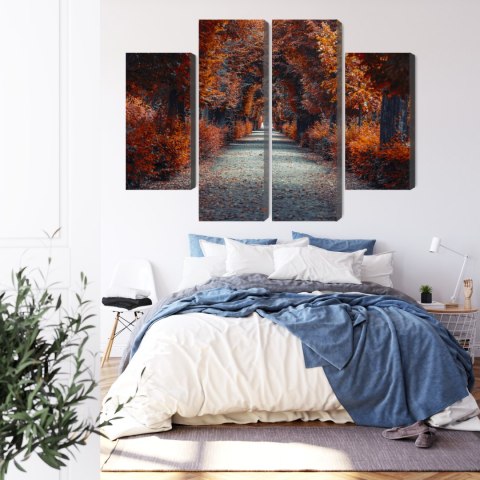 Obraz Wieloczęściowy Ścieżka W Głąb Jesiennego Lasu Canvas Naturalny 80x60 LBS-1886-NC80-60_2X20-60_2X20-40