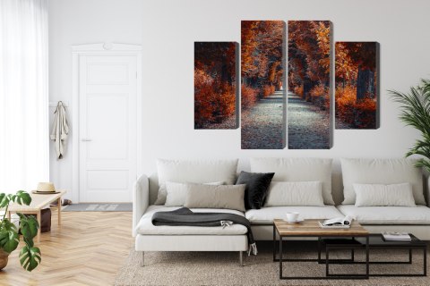 Obraz Wieloczęściowy Ścieżka W Głąb Jesiennego Lasu Canvas Naturalny 80x60 LBS-1886-NC80-60_2X20-60_2X20-40