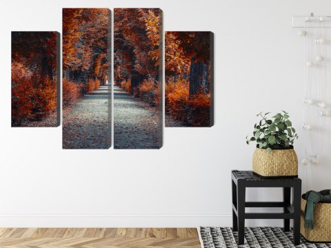 Obraz Wieloczęściowy Ścieżka W Głąb Jesiennego Lasu Canvas Naturalny 80x60 LBS-1886-NC80-60_2X20-60_2X20-40
