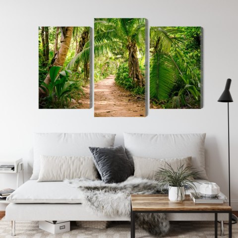 Obraz Wieloczęściowy Ścieżka W Tropikalnym Lesie 3D Canvas Naturalny 90x60 LBS-1955-NC90-60_1X30-60_2X30-45