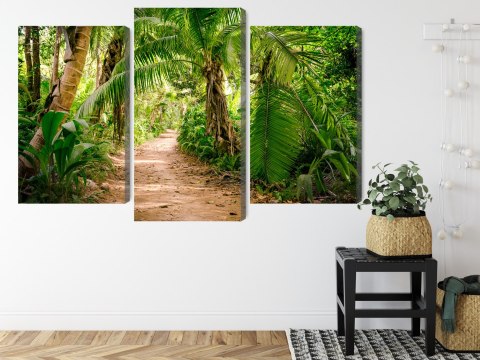 Obraz Wieloczęściowy Ścieżka W Tropikalnym Lesie 3D Canvas Naturalny 90x60 LBS-1955-NC90-60_1X30-60_2X30-45