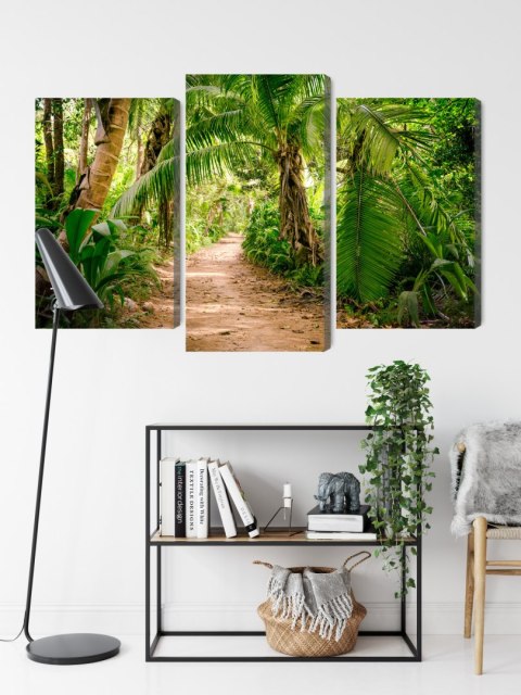 Obraz Wieloczęściowy Ścieżka W Tropikalnym Lesie 3D Canvas Naturalny 90x60 LBS-1955-NC90-60_1X30-60_2X30-45