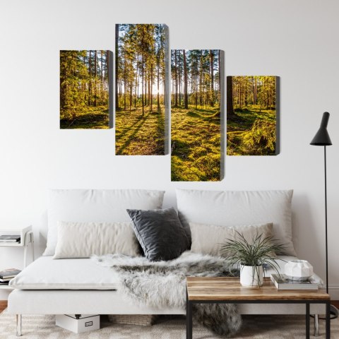 Obraz Wieloczęściowy Słoneczny Leśny Krajobraz 3D Canvas 120x75 LBS-1927-C120-75_2X30-75_2X30-45