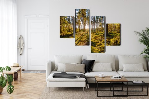 Obraz Wieloczęściowy Słoneczny Leśny Krajobraz 3D Canvas 120x75 LBS-1927-C120-75_2X30-75_2X30-45