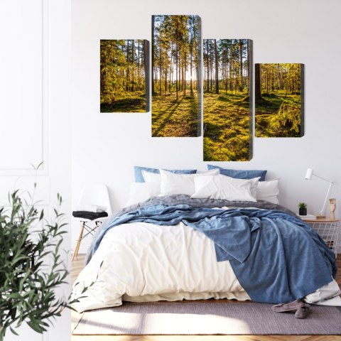 Obraz Wieloczęściowy Słoneczny Leśny Krajobraz 3D Canvas Naturalny 80x50 LBS-1927-NC80-50_2X20-50_2X20-30