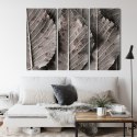 Obraz Wieloczęściowy Szare Liście W Skali Makro Canvas 120x80 LBS-3863-C120-80_3X40-80
