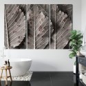 Obraz Wieloczęściowy Szare Liście W Skali Makro Canvas 120x80 LBS-3863-C120-80_3X40-80