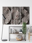 Obraz Wieloczęściowy Szare Liście W Skali Makro Canvas 120x80 LBS-3863-C120-80_3X40-80