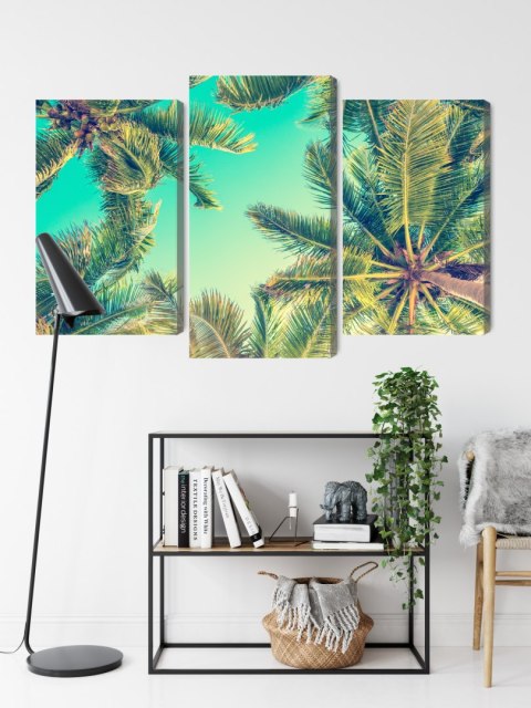 Obraz Wieloczęściowy Widok Z Dołu Na Palmy Canvas 120x80 LBS-2015-C120-80_1X40-80_2X40-60