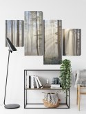 Obraz Wieloczęściowy Wschód Słońca W Lesie Canvas 120x75 LBS-1855-C120-75_2X30-75_2X30-45