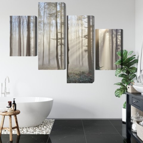 Obraz Wieloczęściowy Wschód Słońca W Lesie Canvas Naturalny 80x50 LBS-1855-NC80-50_2X20-50_2X20-30