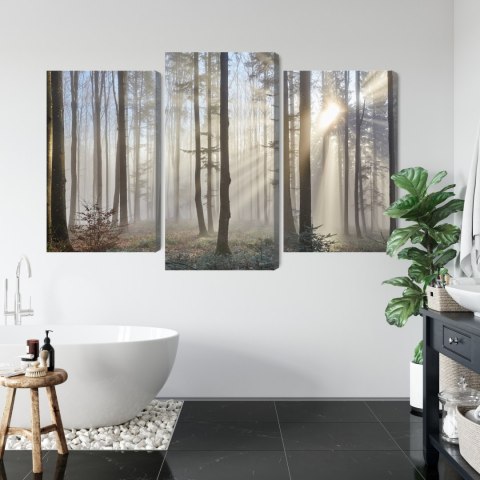 Obraz Wieloczęściowy Wschód Słońca W Lesie Canvas Naturalny 90x60 LBS-1853-NC90-60_1X30-60_2X30-45