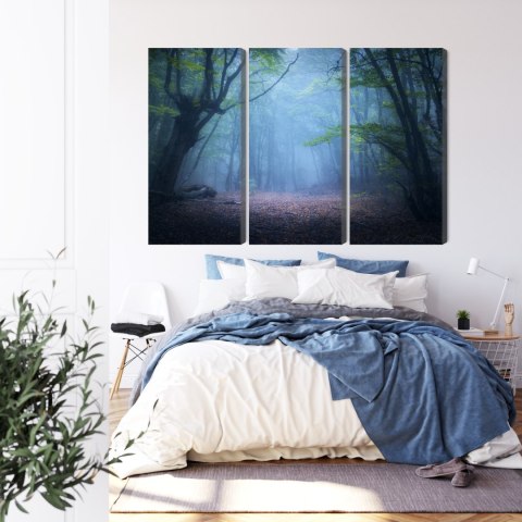 Obraz Wieloczęściowy Zamglony Leśny Krajobraz 3D Canvas 120x80 LBS-1909-C120-80_3X40-80