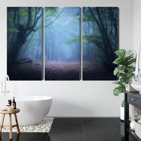 Obraz Wieloczęściowy Zamglony Leśny Krajobraz 3D Canvas 120x80 LBS-1909-C120-80_3X40-80
