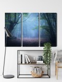 Obraz Wieloczęściowy Zamglony Leśny Krajobraz 3D Canvas 120x80 LBS-1909-C120-80_3X40-80