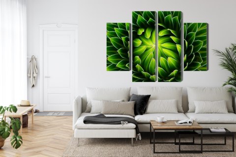 Obraz Wieloczęściowy Zielona Roślina W Skali Makro Canvas 80x60 LBS-3710-C80-60_2X20-60_2X20-40