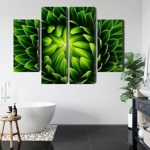 Obraz Wieloczęściowy Zielona Roślina W Skali Makro Canvas Naturalny 80x60 LBS-3710-NC80-60_2X20-60_2X20-40